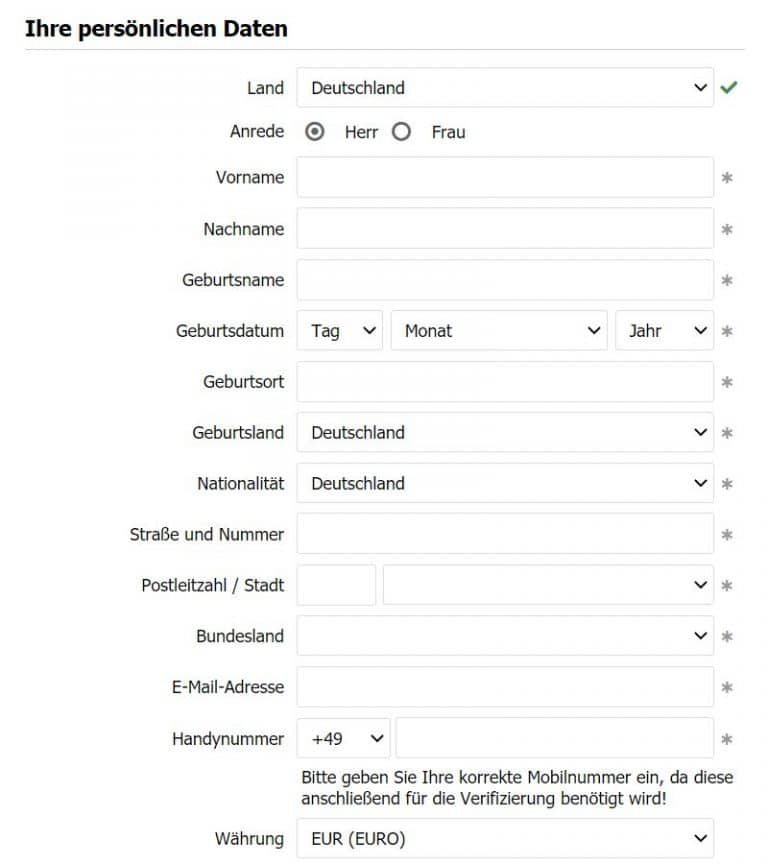 Registrierungsschritte mit dem Interwetten Gutscheincode