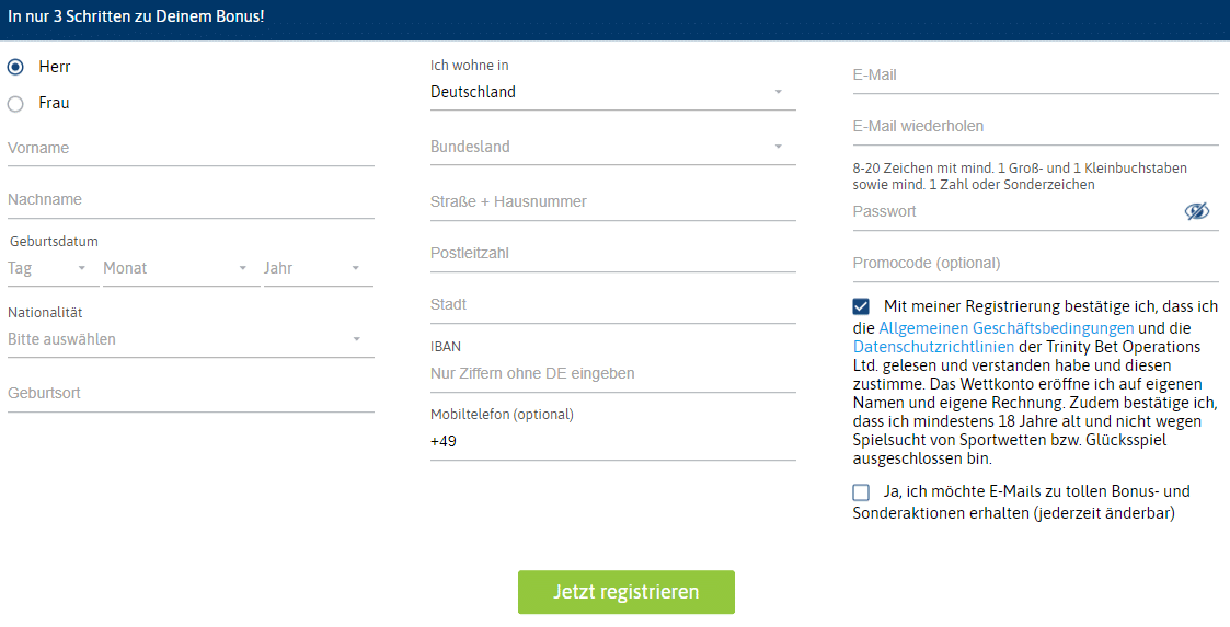 So registrierst du dich mit dem Hpybet Aktionscode